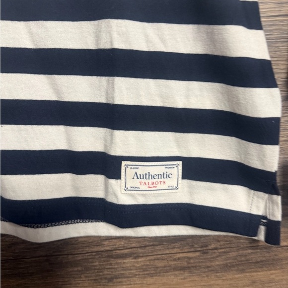 Talbots Navy and Yellow Striped Blouse - Picture 8 of 9